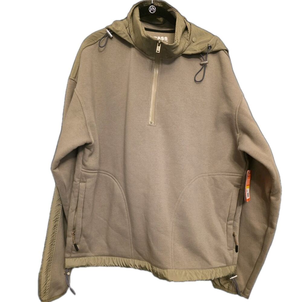 NWT‎ M Men's Bass Outdoor Convertible Hoodie Beige/Olive MSRP $99